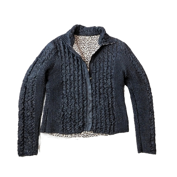 UBU Womens L Black & Leopard Reversible Zip Up Jacket - Picture 4 of 12